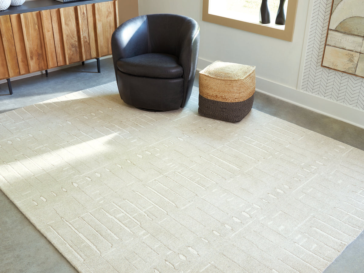 Orleans Furniture - Ashley Furniture - Wolbert Rug - 7'8" x 10' Area Rug / Tan/Ivory - R407661