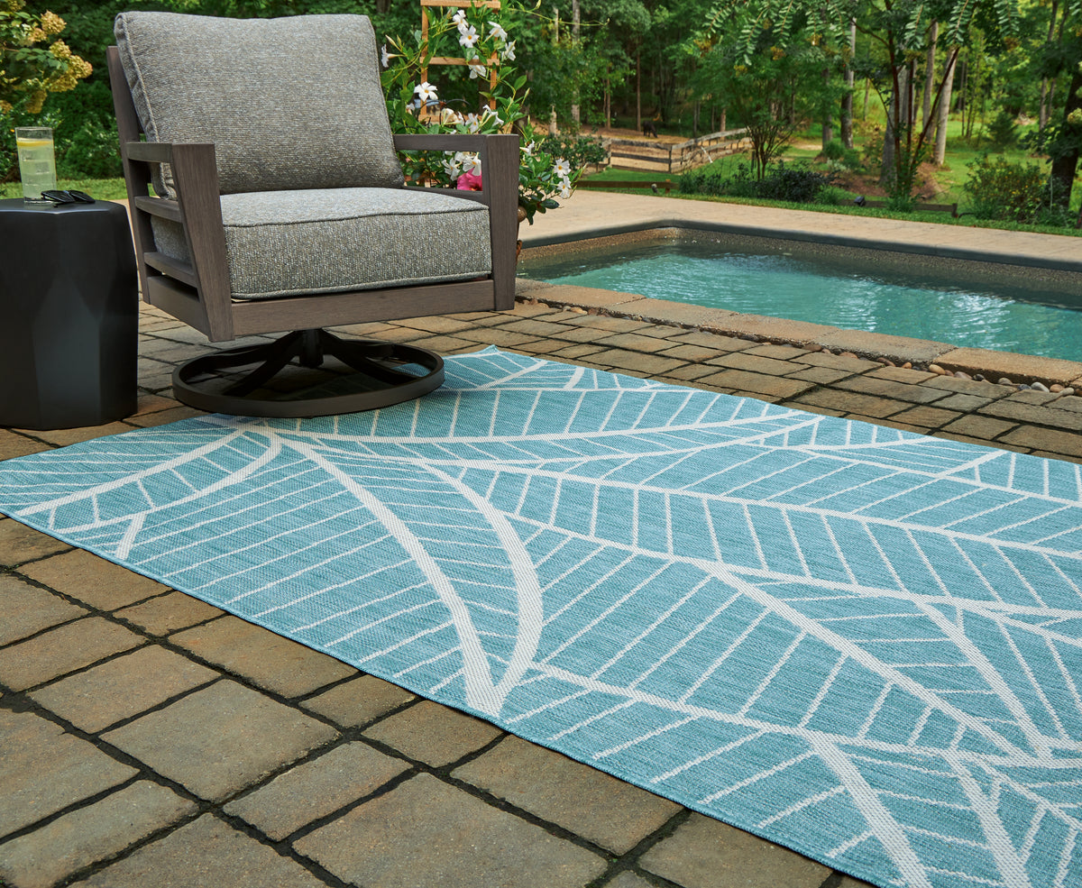 Orleans Furniture - Ashley Furniture - Hulsia Rug - 5' x 7' Rug / Ivory/Aqua - R900122