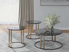 Orleans Furniture - Ashley Furniture - Hannerly Table (Set of 3) - Occasional Table Set (3/CN) / Black/Gold Finish - T219-13
