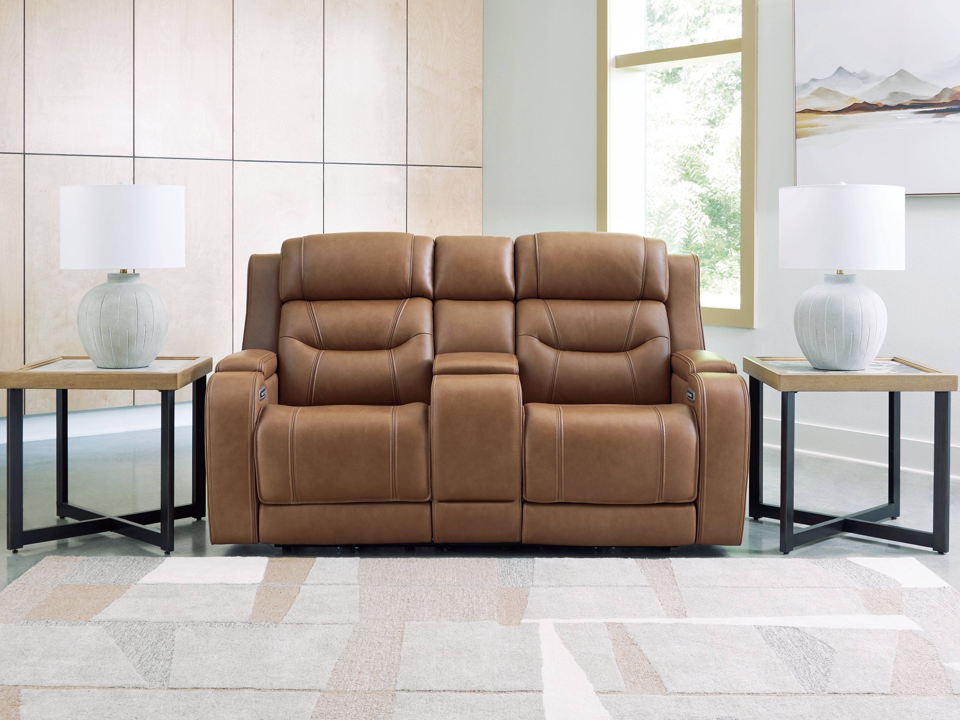 Orleans Furniture - Ashley Furniture - Knightington Living Room - PWR REC Love w/Audio Seating / Caramel - PCU1160018A