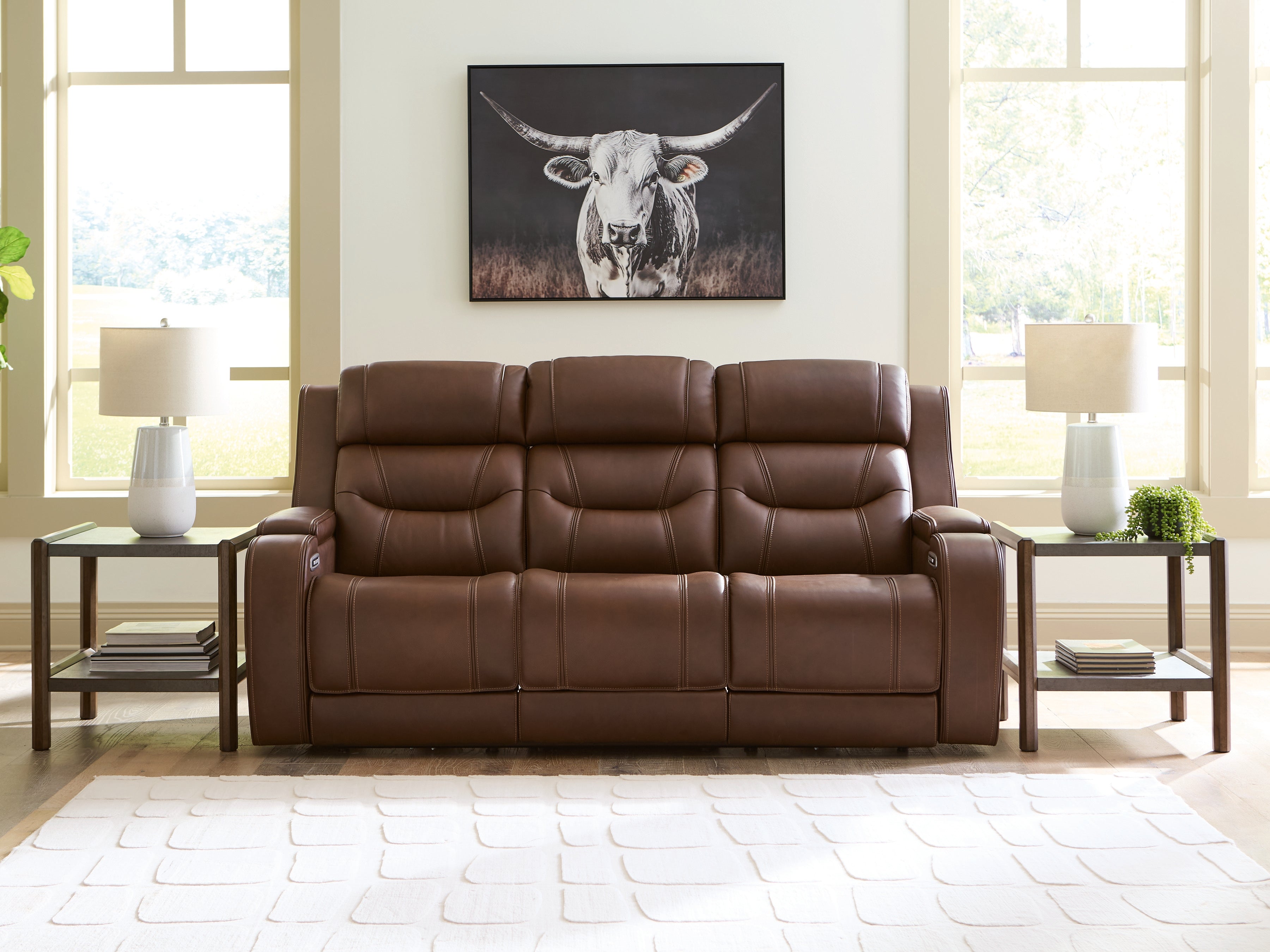 Orleans Furniture - Ashley Furniture - Knightington Living Room - PWR REC Sofa w/Audio Seating / Brown - PCU1160215A
