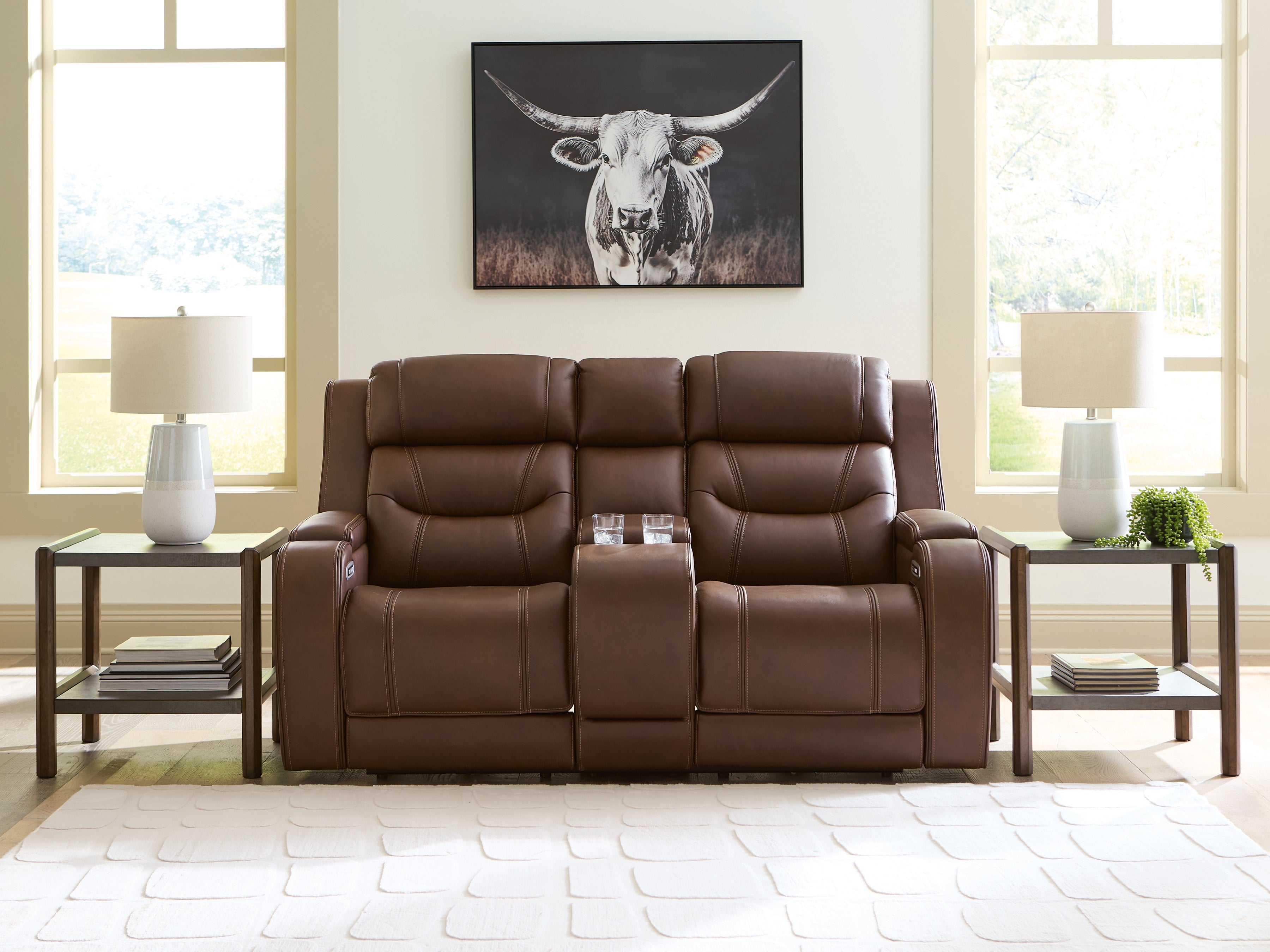 Orleans Furniture - Ashley Furniture - Knightington Living Room - PWR REC Love w/Audio Seating / Brown - PCU1160218A