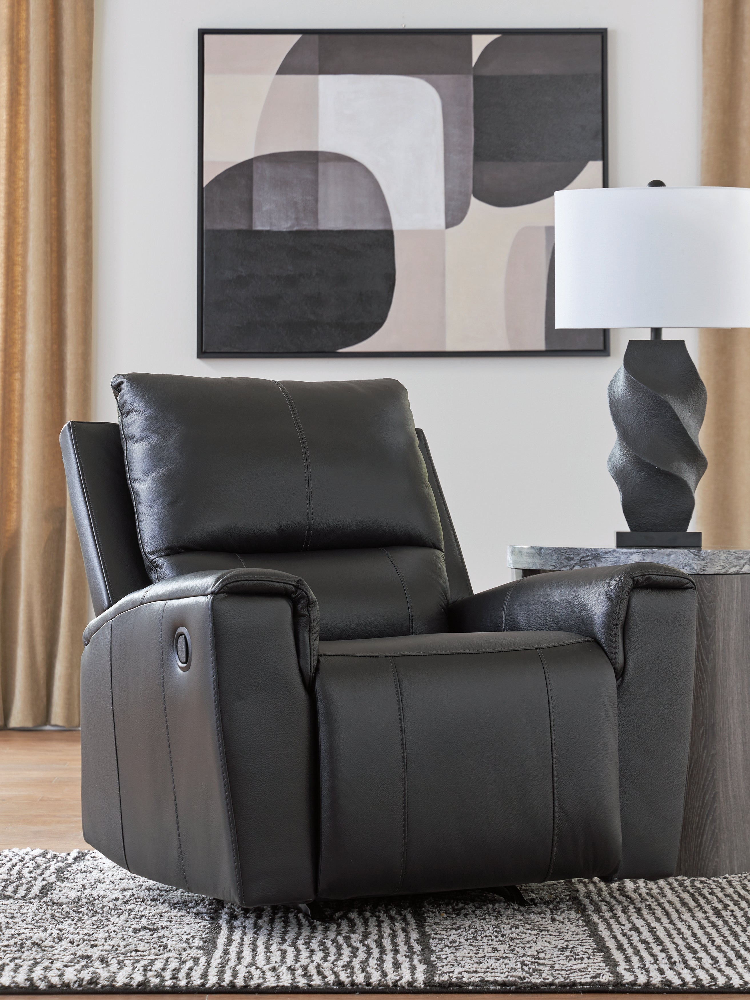 Orleans Furniture - Ashley Furniture - Glossmore Living Room - DBL Rec Loveseat w/Console / Black - PCU1170094