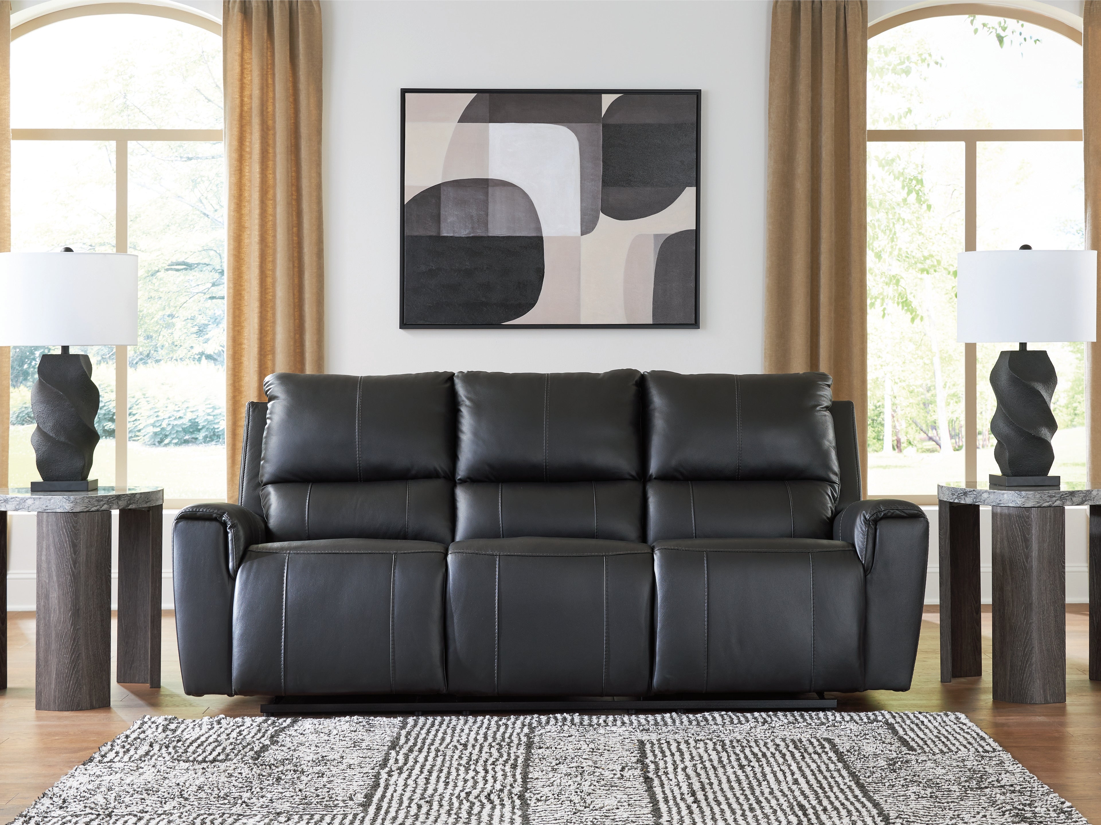 Orleans Furniture - Ashley Furniture - Glossmore Living Room - Reclining Sofa / Black - PCU1170088