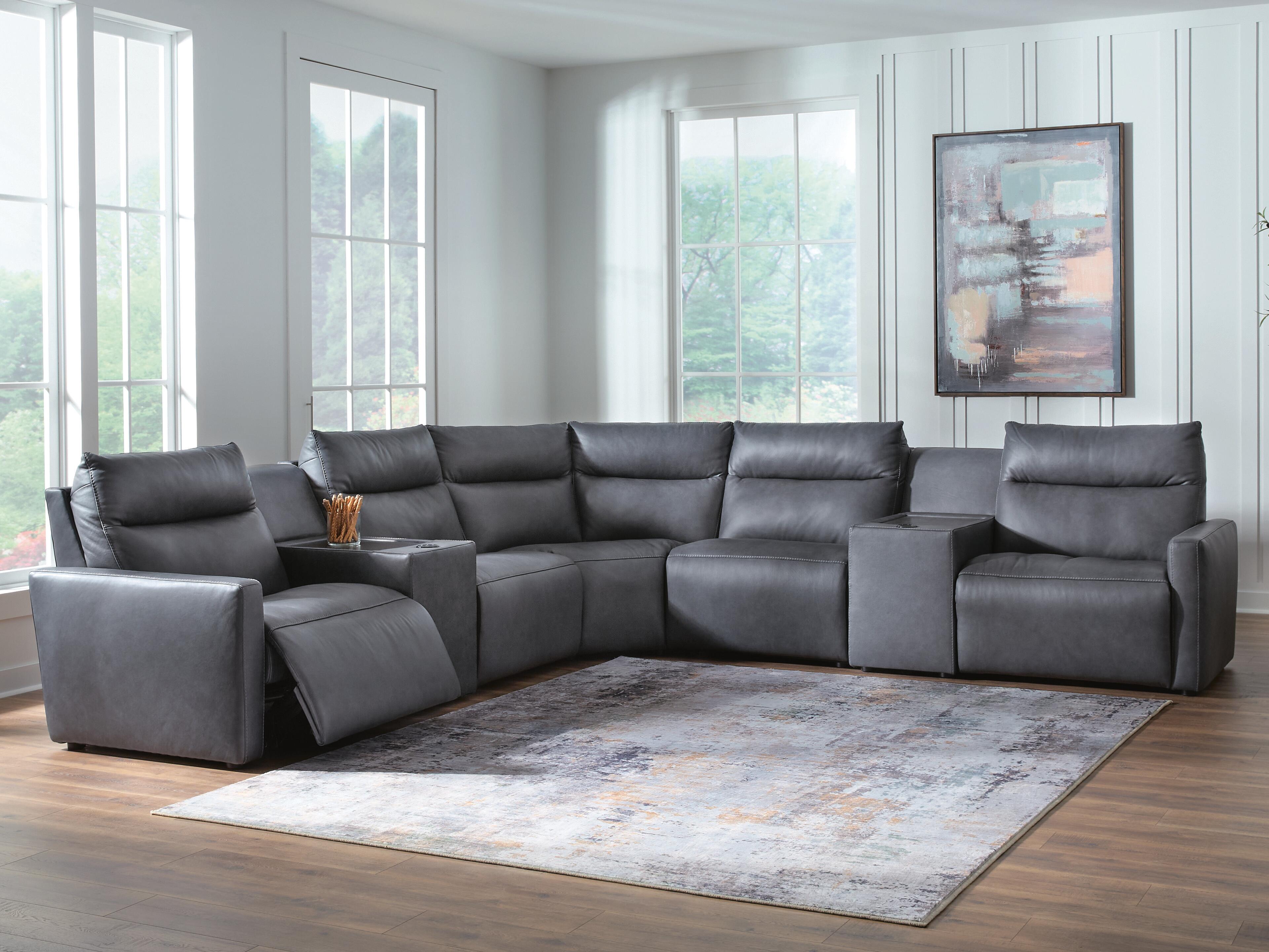 Orleans Furniture - Ashley Furniture - ModZ Sectional - 7-Piece Power Reclining Sectional with Audio Consoles / Blue - U14001S8