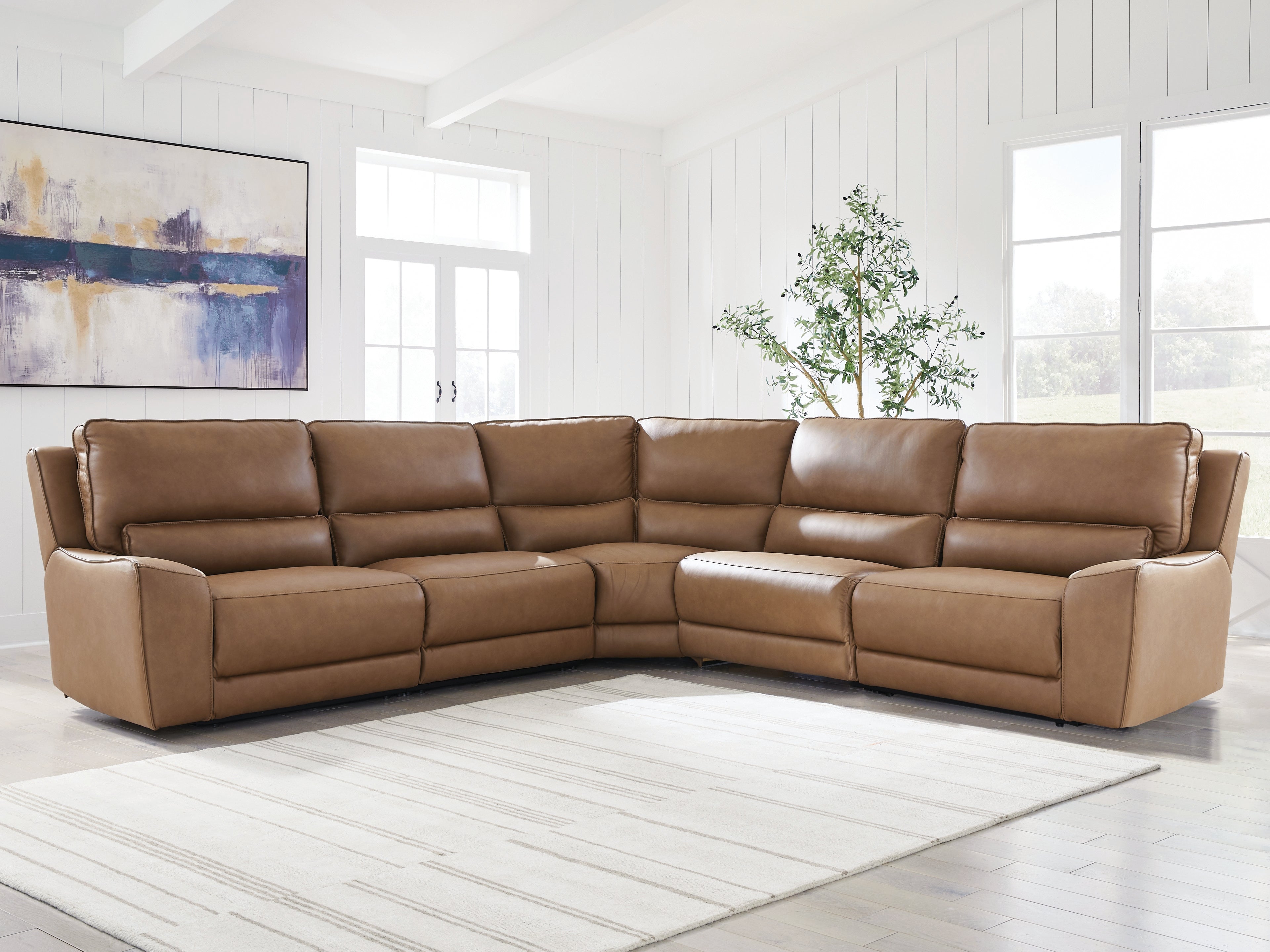 Orleans Furniture - Ashley Furniture - DeepWakes Sectional - 5-Piece Power Reclining Sectional / Caramel - PCU62606S8