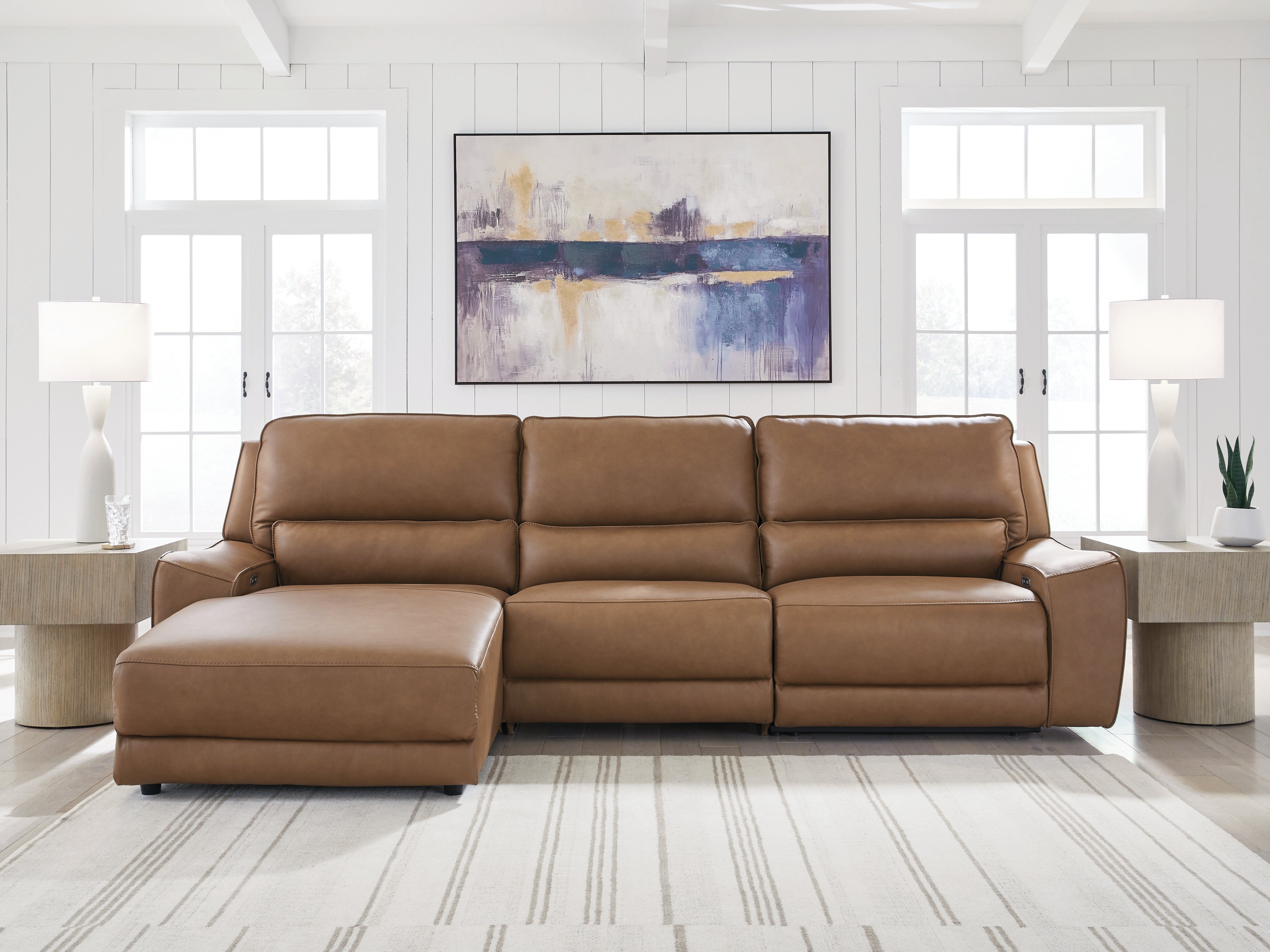 Orleans Furniture - Ashley Furniture - DeepWakes Sectional - 3-Piece Reclining Sofa Chaise / Caramel - PCU62606S23