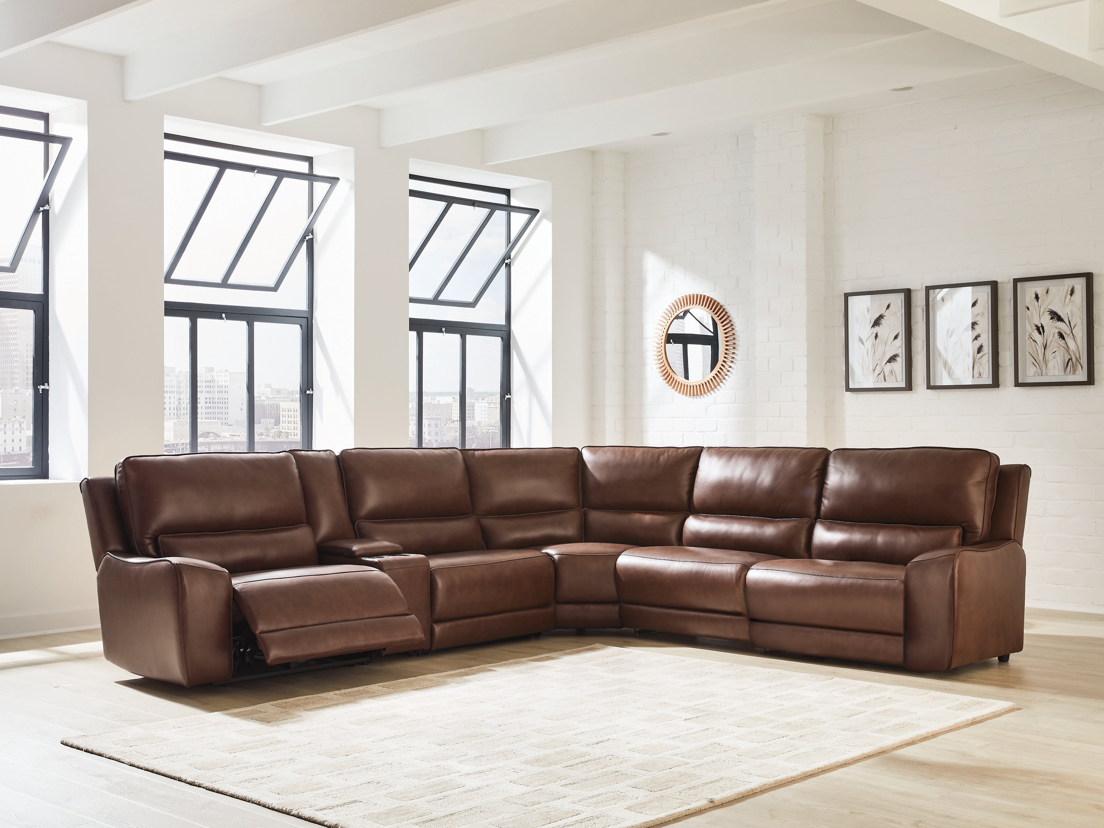 Orleans Furniture - Ashley Furniture - DeepWakes Sectional - 6-Piece Reclining Sectional with Storage Console / Canyon - PCU62607S36