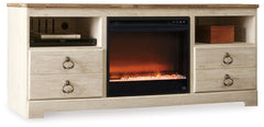 Orleans Furniture - Ashley Furniture - Willowton 64" TV Stand with Electric Fireplace - 64" TV Stand with Electric Fireplace / Whitewash - W267W10