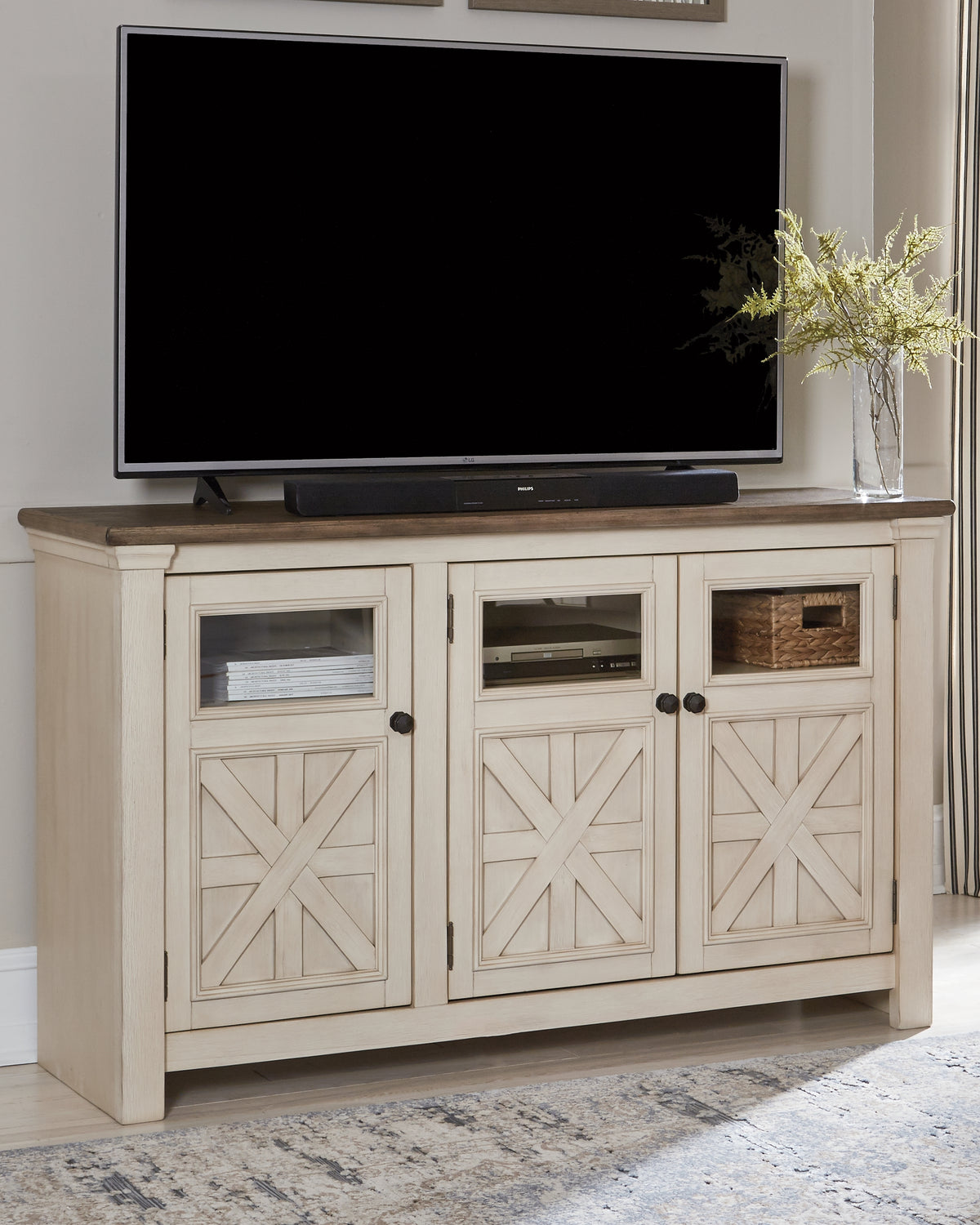 Orleans Furniture - Ashley Furniture - Bolanburg 60" TV Stand - 60" / White/Weathered Gray - W647-38