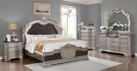Riga Bed with Dresser Mirror and Nightstand